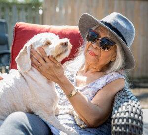 elderly woman with dog