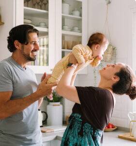 Happy family in kitchen